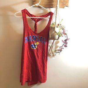 Red braided KU tank top